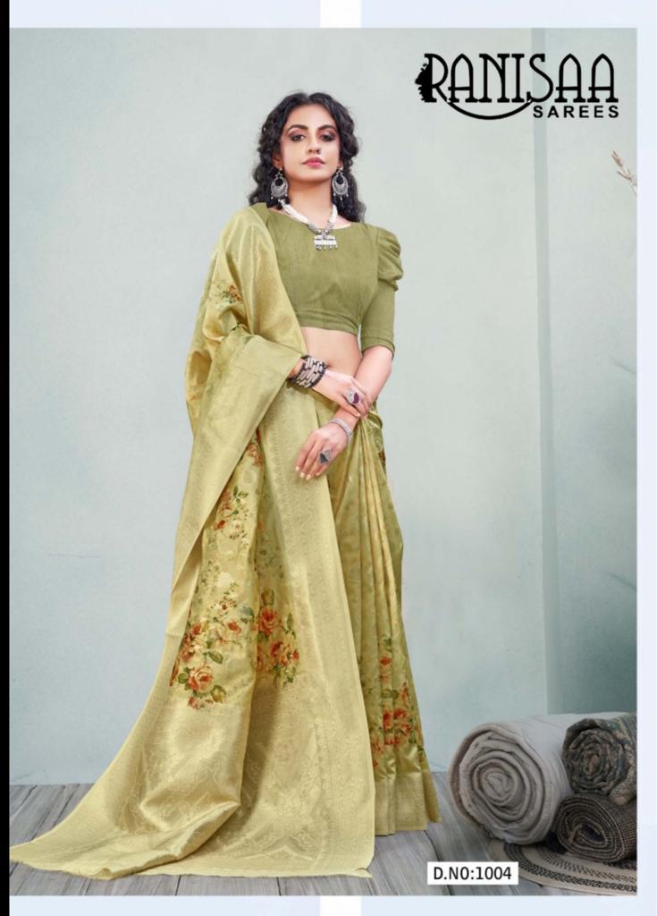 Buy Ranisaa Sarees Kashni 1001 To 1006 At Low Prices Akhand Wholesale