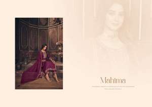 Presents Mahima Designer Fancy Nayra Cut Kurti With Pant And Dupatta