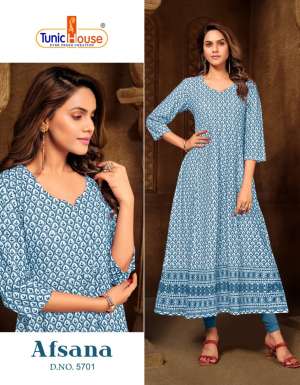 TUNIC HOUSE AFSANA VISCOSE INNOVATIVE LOOK ANARKALI KURTI SIZE SET