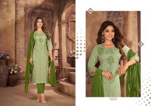 Kalaroop Present Jigni Stone Embroidered Work Kurti With Pant And Dupatta