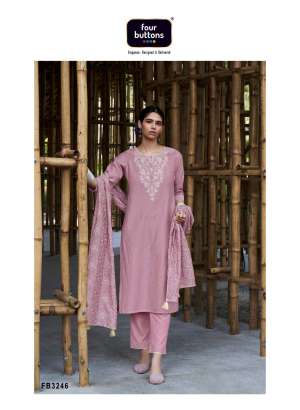 FOUR BUTTONS AMBAR 2 LINEN COTTON ATTRCTIVE LOOK TOP BOTTOM WITH DUPATTA 