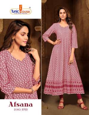 TUNIC HOUSE AFSANA VISCOSE INNOVATIVE LOOK ANARKALI KURTI SIZE SET