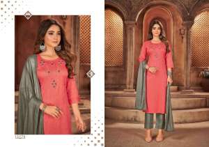 Kalaroop Present Jigni Stone Embroidered Work Kurti With Pant And Dupatta