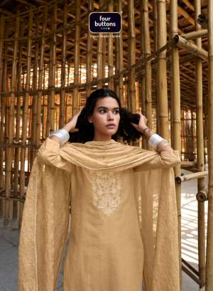 FOUR BUTTONS AMBAR 2 LINEN COTTON ATTRCTIVE LOOK TOP BOTTOM WITH DUPATTA 
