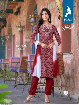 KAYA JULIET RAYON PRINT KURTI SET