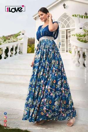 Vol-3 Designer Partywear Digital Printed Gown