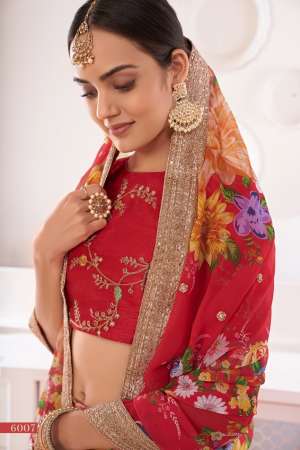 AAWIYA OFFCIAL LOTUS VOL 1 RED GEORGETTE INNOVATIVE LOOK LEHNGHA SINGLE