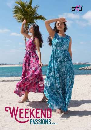 S4u Presents Weekend Passion Vol-7 Gorgeous Look Rayon Gown Style Kurti Catalog 