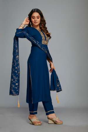 RAYON ELEGANT LOOK KURTI DUPATTA WITH BOTTOM SIZE SET