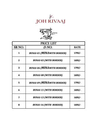 JOHRIVAAJ BUNAI VOL 1 SAREES 