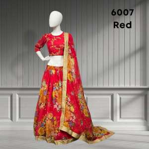 AAWIYA OFFCIAL LOTUS VOL 1 RED GEORGETTE INNOVATIVE LOOK LEHNGHA SINGLE