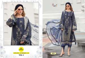 SHREE FABS M PRINT SPRING SUMMER 23 VOL 3 COTTON INNOVATIVE LOOK SALWAR SUIT WITH SHIFFON DUPATTA 