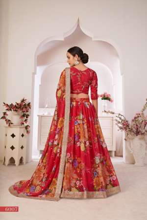 AAWIYA OFFCIAL LOTUS VOL 1 RED GEORGETTE INNOVATIVE LOOK LEHNGHA SINGLE