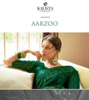 Kalista Fashion Presents Aarzoo Festive Wear Designer Border Chiffon Sarees Catalog 