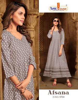 TUNIC HOUSE AFSANA VISCOSE INNOVATIVE LOOK ANARKALI KURTI SIZE SET