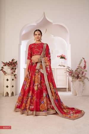 AAWIYA OFFCIAL LOTUS VOL 1 RED GEORGETTE INNOVATIVE LOOK LEHNGHA SINGLE