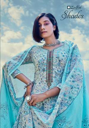 ZULFAT DESIGNER SUIT SHADES COTTON DECENT PRINT SALWAR SUIT CATALOG