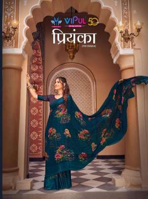 Vipul Fashion Presents Priyanka Beautiful Brasso Sarees Catalog  