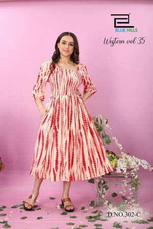 BLUE HILLS WESTERN VOL 35 RAYON STYLISH LOOK KURTI