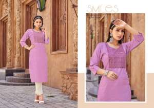 Kalaroop Presents Vanessa Pure Liva Neck Work Kurtis