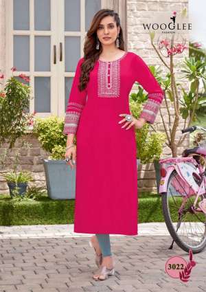 Wooglee Presents Salonee Vol-4 Heavy Rayon Fancy Daily Wear Kurtis