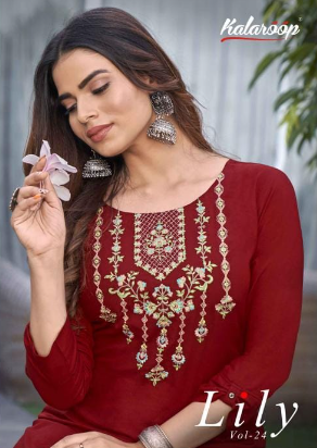 KALAROOP BY KAJREE LILY 24 RAYON INNOVATIVE LOOK KURTI 