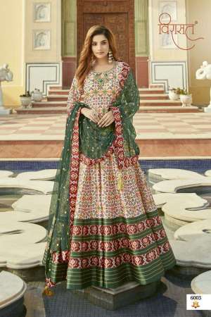 Virasat Presents Padmasundari Readymade Patola Printed Long Gown With Dupatta 