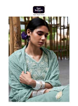 FOUR BUTTONS AMBAR 2 LINEN COTTON ATTRCTIVE LOOK TOP BOTTOM WITH DUPATTA 