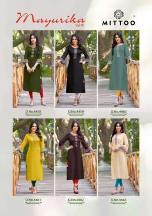 Mittoo Presents Mayurika Vol-10 Amazing Work Readymade Kurti