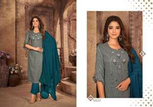 Kalaroop Present Jigni Stone Embroidered Work Kurti With Pant And Dupatta