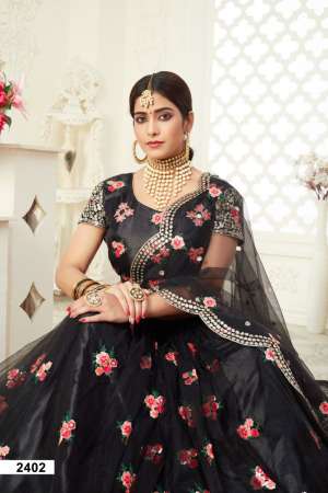 AAWIYA OFFICIAL INAAYAT VOL 12402 BLACK BUTTERFLY NET REGAL LOOK LEHENGA SINGLE
