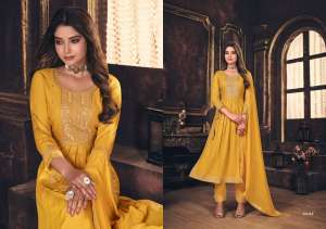 Presents Mahima Designer Fancy Nayra Cut Kurti With Pant And Dupatta