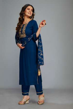 RAYON ELEGANT LOOK KURTI DUPATTA WITH BOTTOM SIZE SET