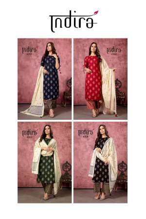 Indira Apparel AFREEN PRINT KURTI BOTTOM WITH DUPATTA 4309